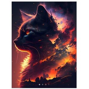 5D Black Cat Diamond Art Kits for Beginner DIY Round​